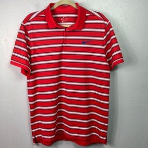 Nike Dri-Fit Red Stripe Short Sleeve Polo Shirt Large